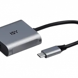 Adaptador - ISY IAD 1015, USB-C, Salida HDMI 2.0, Resolución 3840 x 2160 píxeles, Plata