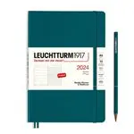 Agenda anual 2024 Leuchtturm 1917 A5 semana vista tapa blanda + notas Pacific Green