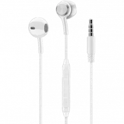 Auriculares - Music Sound Remote, Micrófono integrado, Conexión audiojack 3.5mm, Blanco