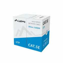 Cable De Red Rígido Utp Categoría 5e Lanberg Lcu5-10cc-0305-b Azul 305 M