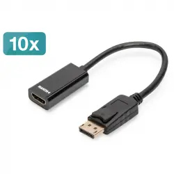 Digitus Adaptador DisplayPort a HDMI Negro x10 Unidades