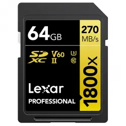 Lexar - Tarjeta De Memoria Professional SDXC 64GB 1800x Serie GOLD