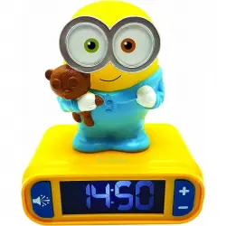 Lexibook Los Minions Reloj Despertador Digital con Luz de Noche 3D y Efectos Sonoros