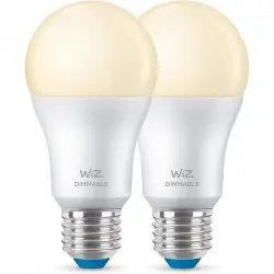 WIZ A60 Pack 2x Bombilla Inteligente LED Wi-Fi/Bluetooth E27 60W Blanco
