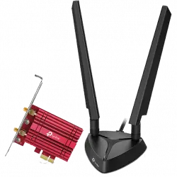 Amplificador Wi-Fi - TP-Link, 6, Bluetooth 5.2, 5400 Mbit/s, Negro y Rojo