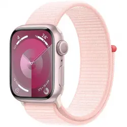 Apple Watch Series 9 (2023), GPS, 41 mm, Gesto de doble toque, Caja aluminio rosa, Correa Sport Loop rosa