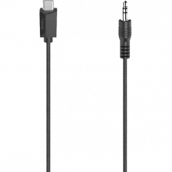 Cable de audio - Hama 00200729, 0.75 m, USB-C, Jack 3.5 mm, Transmisión HiFi, Negro