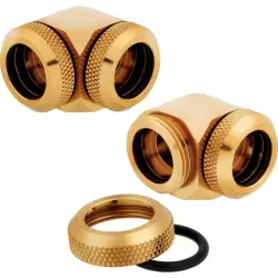 Corsair Racro 14 mm de 90° Hydro X Series XF Rígido Pack de 2 Unidades Dorado