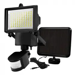 Foco solar negro poderoso panel solar de iluminación LED blanco COOPER NEGRO H22cm con detector de movimiento giratorio