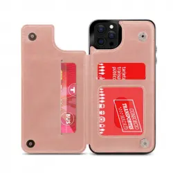 Funda De Piel Wallex Rosa Dorado Para Iphone 13 Pro Max