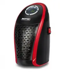 Mini Calefactor Portátil Cerámico, Regulador Temperatura 15 - 32oc Mando Distancia Pantalla Led Negro/rojo 450w Mpm Mug-18