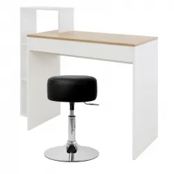ML-Design Escritorio Con 3 Estantes 110x72x40cm Blanco/Beige