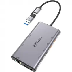 Promate PrimeHub-MST Hub USB-C 9 en 1 Multipantalla HDMI Dual