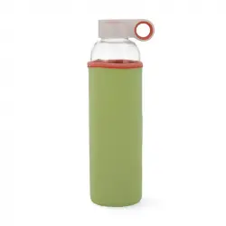 Quid Samba - Botella De Agua Reutilizable 0.60l En Vidrio Con Funda De Neopreno, Verde