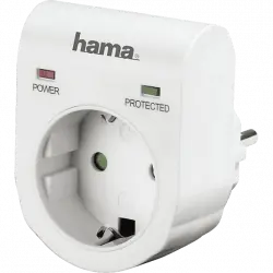 Adaptador enchufe - Hama, Protección sobretensiones, 3680W, 16A, LED, Blanco