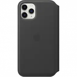 Apple Leather Folio, Funda para el iPhone 11 Pro, Piel, Con tapa y tacto suave, Negro