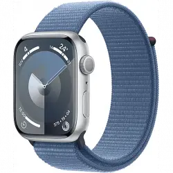 Apple Watch Series 9 (2023), GPS+CELL, 45 mm, Gesto de doble toque, Caja aluminio plata, Correa Sport Loop azul invierno