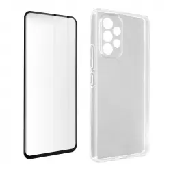 Avizar Pack Funda Silicona Transparente + Cristal Templado Borde Negro para Samsung Galaxy A53 5G