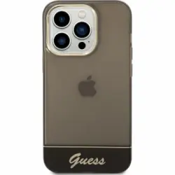 Funda Guess Rígida Translúcida Para Apple Iphone 14 Pro Color Negro Con Logo Dorado Guhcp14lhgcok