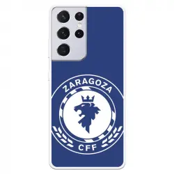 Funda para Samsung Galaxy S21 Ultra del Zaragoza CF Femenino Escudo Grande Fondo Azul - Licencia Oficial Zaragoza CF Fem