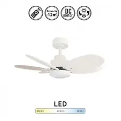 Ventilador De Techo Pequeño Con Luz Y Mando A Distancia, Rainbow, Muy Silencioso, Motor Dc, 6 Aspas, 6 Velocidades.