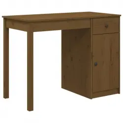 Vidaxl Escritorio De Madera Maciza De Pino Marrón Miel 100x50x75 Cm
