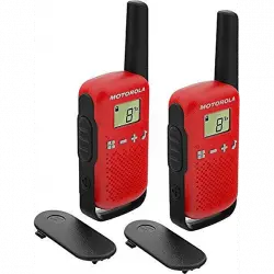 Walkie Talkies - Motorola TLKR T42, 2 Unidades, 16 Canales, LCD, Alcance 4 Km, Función Scan, AAA, Rojo