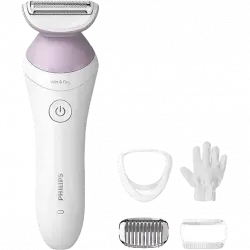 Afeitadora femenina - Philips BRL136/00, Zonas sensibles, Uso en seco y mojado, Más de 4 accesorios, Sin cable, Rosa