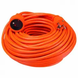 Cable De Extensión De 40 M Naranja Enchufe Francés Perel