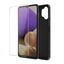 Carcasa Samsung A32 5g Flexible Negra + Cristal Templado 9h Transparente