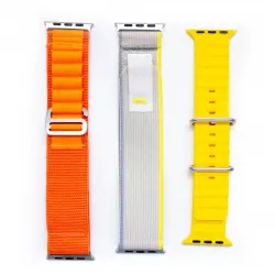 Friendly License - Pack De 3 Correas FANCY MIX 1 Compatibles Apple Watch 38/40/41 Mm Naranja, Beige, Amarillo