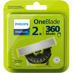 Recambio para afeitadora - Philips QP420/50, 2 Cuchillas, Con todos los modelos OneBlade*, Negro
