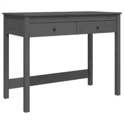 Vidaxl Escritorio Con Cajones Madera Maciza De Pino Gris 100x50x78cm
