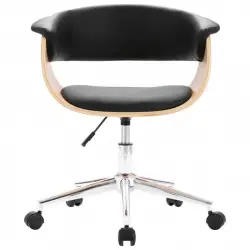 VidaXL Silla de Oficina Giratoria Madera Curvada Cuero Sintético Negro