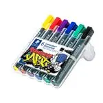 Estuche 6 marcadores STAEDTLER 350 wp6-1 Lumocolor permanent art punta biselada