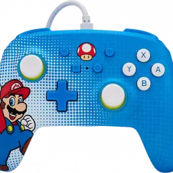 Mando - Power A Enhanced Wired Controller Mario Pop Art, Para Nintendo Switch, USB, Azul
