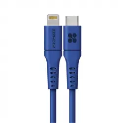 Promate Powerlink-200 Cable Antienrededos USB-C a Lightning 2m Azul