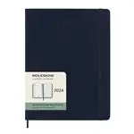 Agenda anual 2024 Moleskine XL semana vista tapa blanda Azul Zafiro