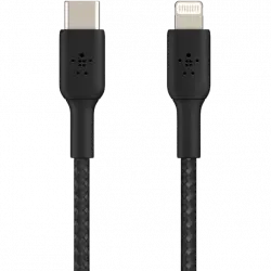 Cable USB - Belkin CAA004BT1MBK, USB-C a Lightning, Trenzado, 1 m, Negro