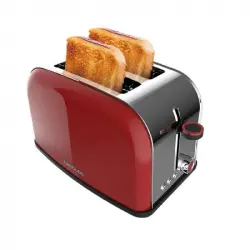 Cecotec Toastin' time 850 Red Lite Tostadora Vertical de acero con 2 Rebanadas Cortas 850W en Rojo