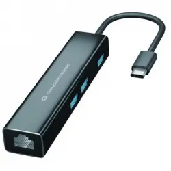 Conceptronic DONN07B Hub USB-C a 3x USB 3.0/RJ-45