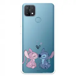 Funda Para Oppo A15 Oficial De Disney Angel & Stitch Beso Lilo & Stitch