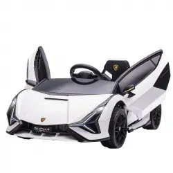 Homcom Coche Eléctrico Blanco 12V +3 Años Lamborghini Sian con Mando a Distancia