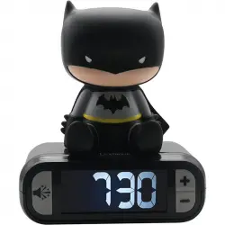 Lexibook Batman Reloj Despertador Digital con Luz de Noche 3D y Efectos Sonoros