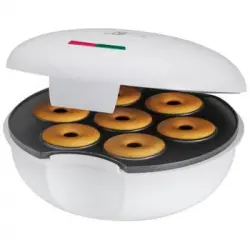 Máquina Hacer Donuts, Rosquillas, Antiadherente, 7 Donuts, 2 Lamparas Control, Asa Aislamiento Blanco 900w Clatronic Dm 3495