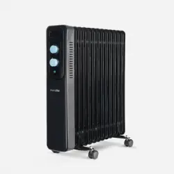 Radiador De Aceite - Calefactor Negro 2500w - Termostato Ajustable - 13 Elementos Calefactores - 3 Potencias - Silencioso - Sistema De Seguridad -