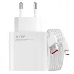 Cargador De Red Original Xiaomi Usb 67w Con Cable Usb A Usb-c Incluido Blanco.