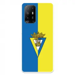 Funda para Oppo A74 4G del Cádiz Escudo Fondo Bicolor - Licencia Oficial Cádiz Cf