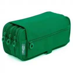 OfficeBox Estuche Escolar Triple Portatodo de Alta Capacidad con Tres Cremalleras Verde