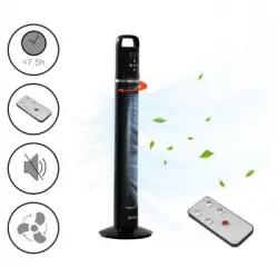 Ventilador De Torre Con Temporizador - 82 X 22 X 22 Cm - Máquina De Viento Para Mover El Aire - 3 Niveles De Velocidad - Oscilación - 40w - Negro [